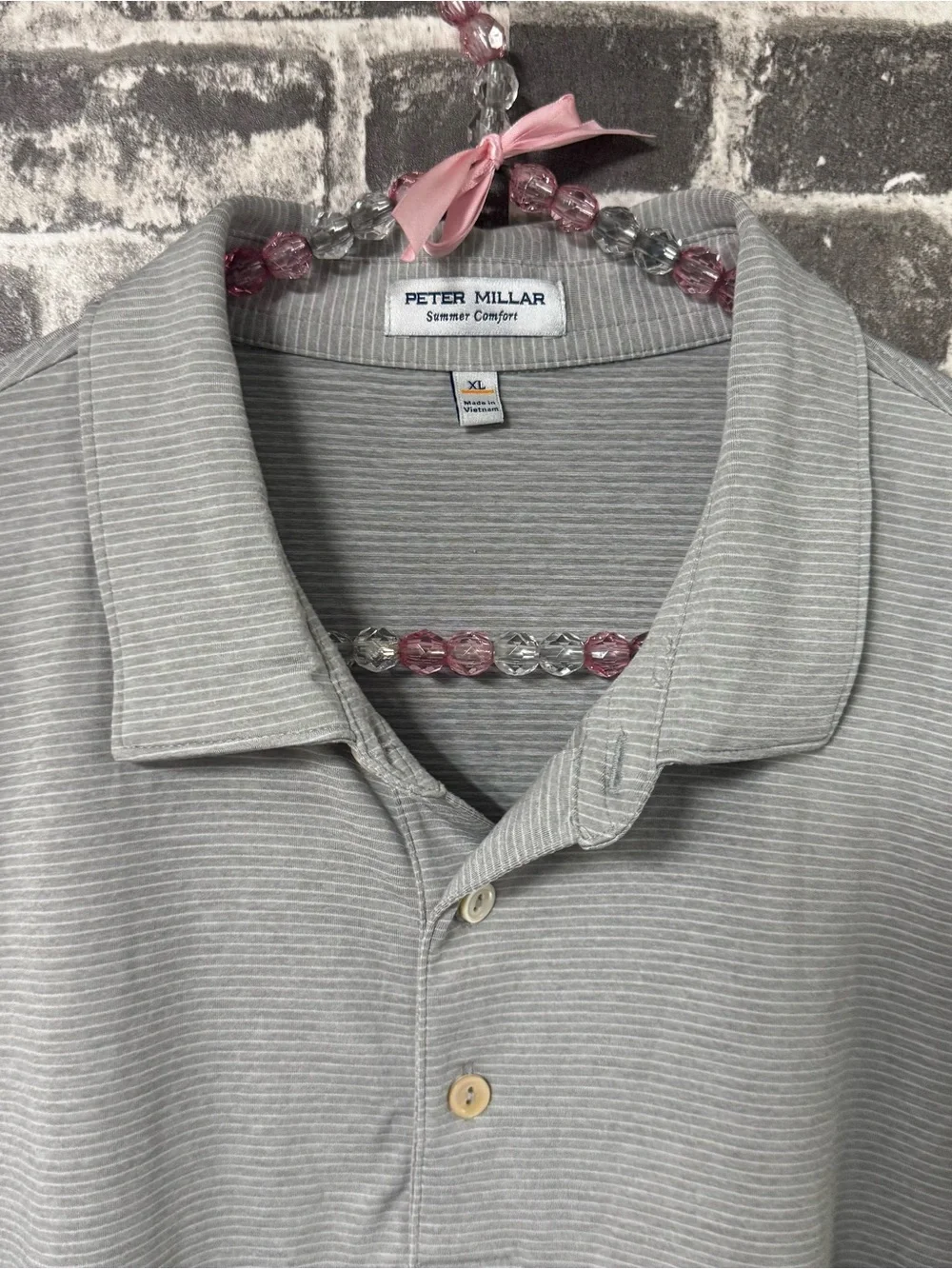 PETER MILLAR Summer Comfort polo shirt gray white stripe